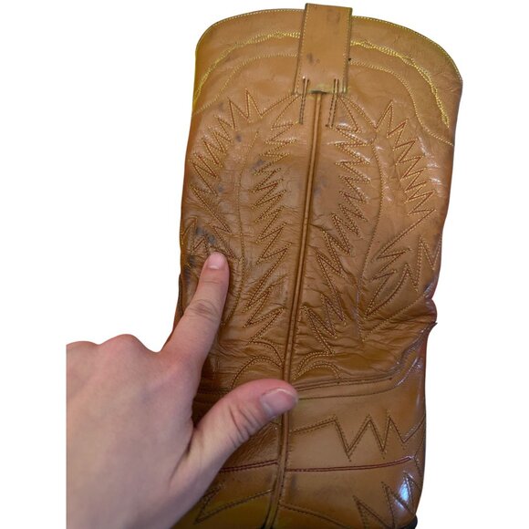 Vintage Cisco Western Leather Boots Mens 9.5 Camel Cowboy Embroidered Riding - Picture 11 of 14